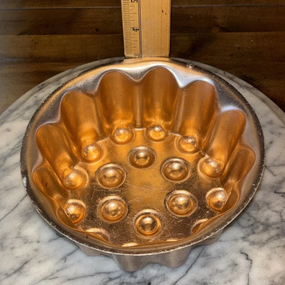 2pc VTG 1980s 80s Copper Jello‎ Mold Bundt Cake Pan Hanging Kitchen Wall Decor